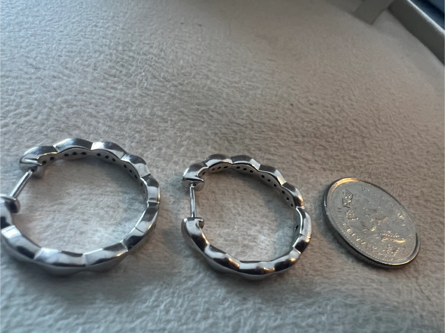 925 Silver Hoop Earrings with diamonds - photo 2