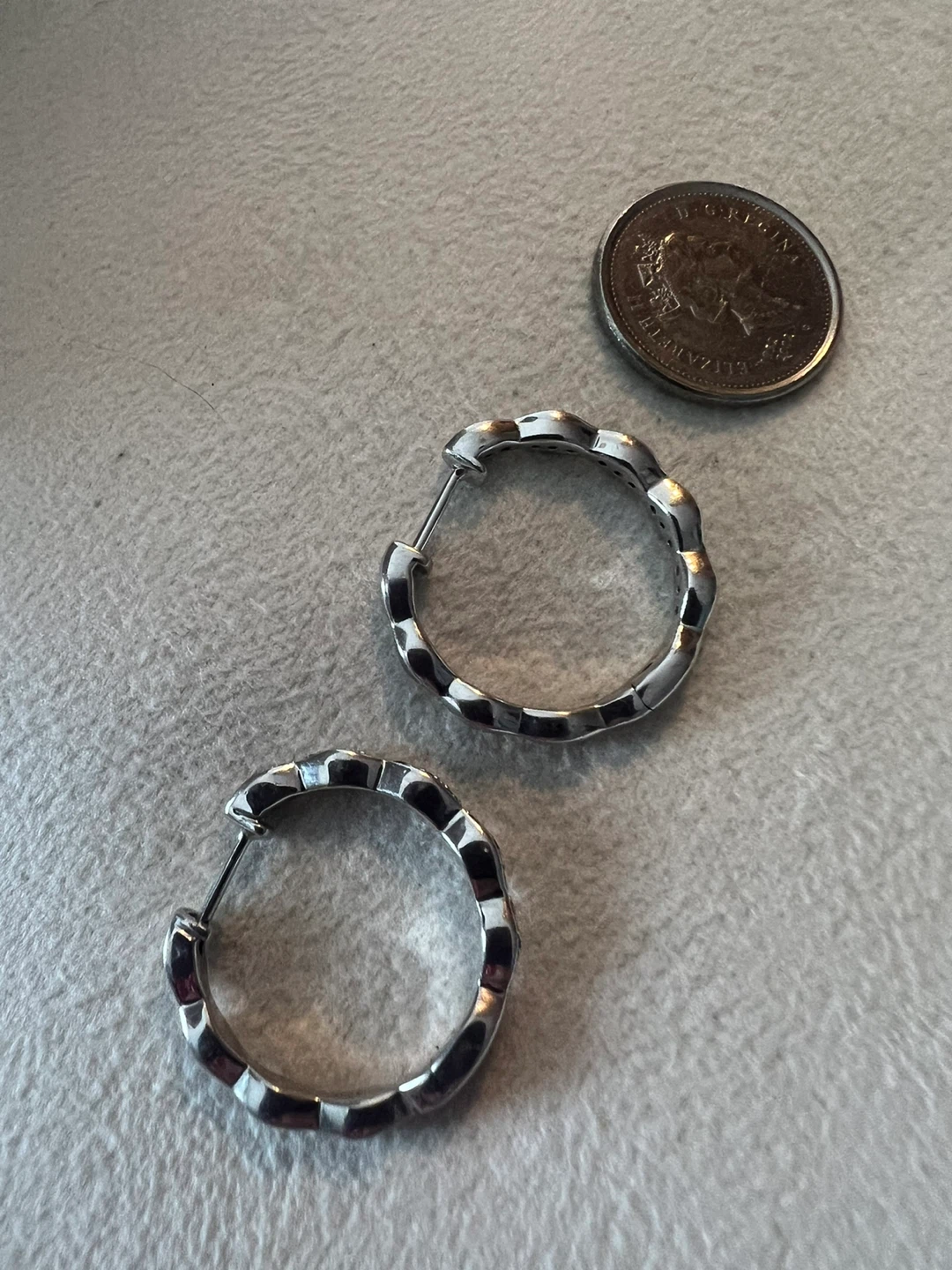 925 Silver Hoop Earrings with diamonds - photo 3