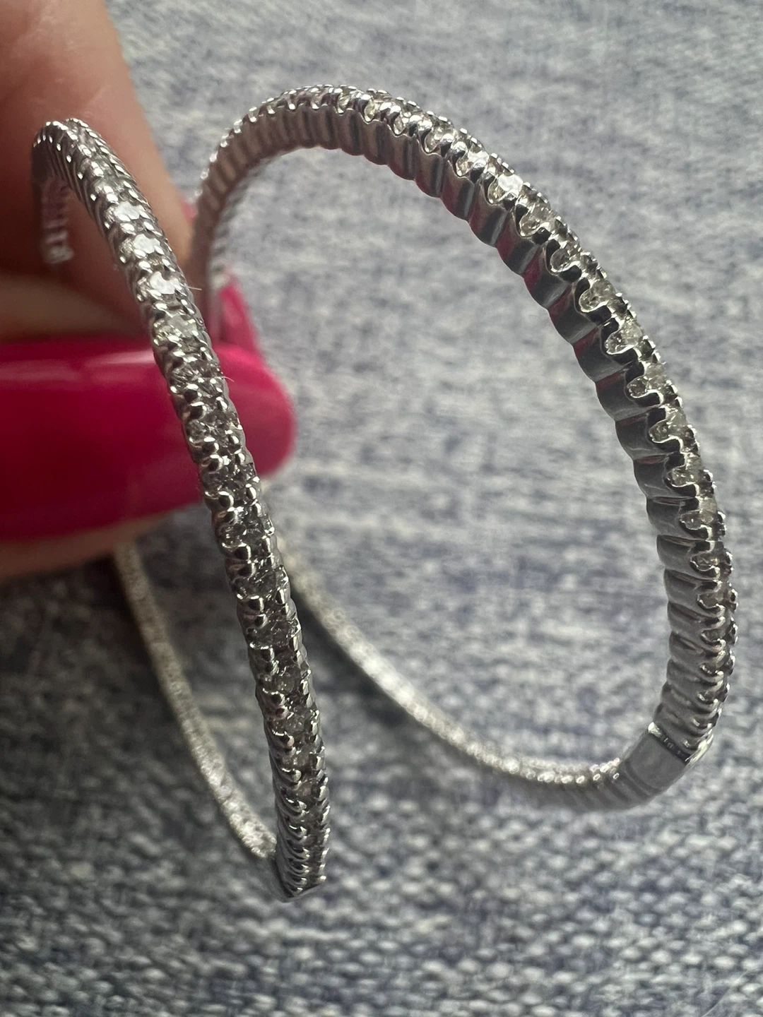 14K Diamond  1.00 CTW Hoop Earrings w/appraisal