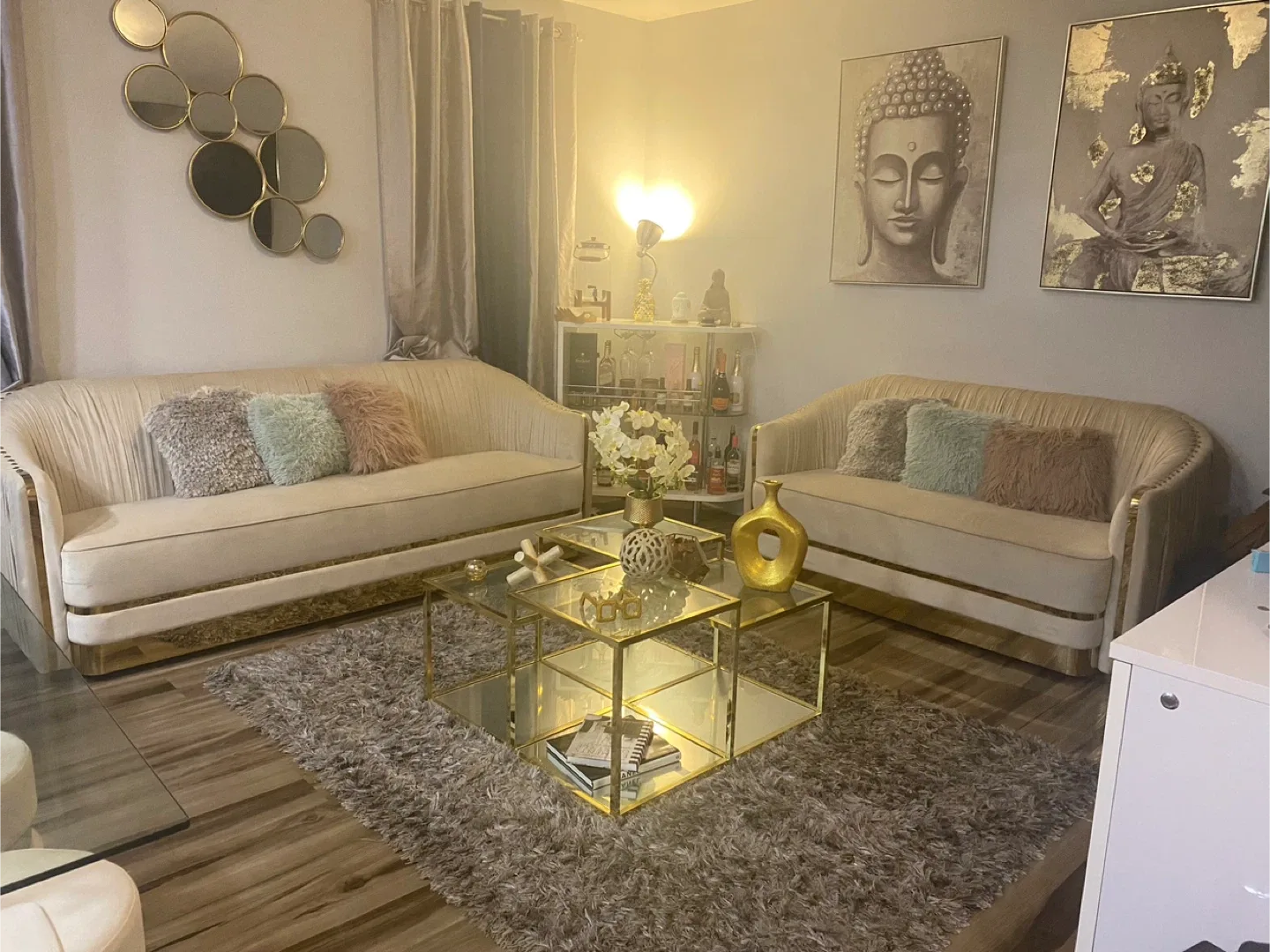 Elegant Beige Sofa and Loveseat Set