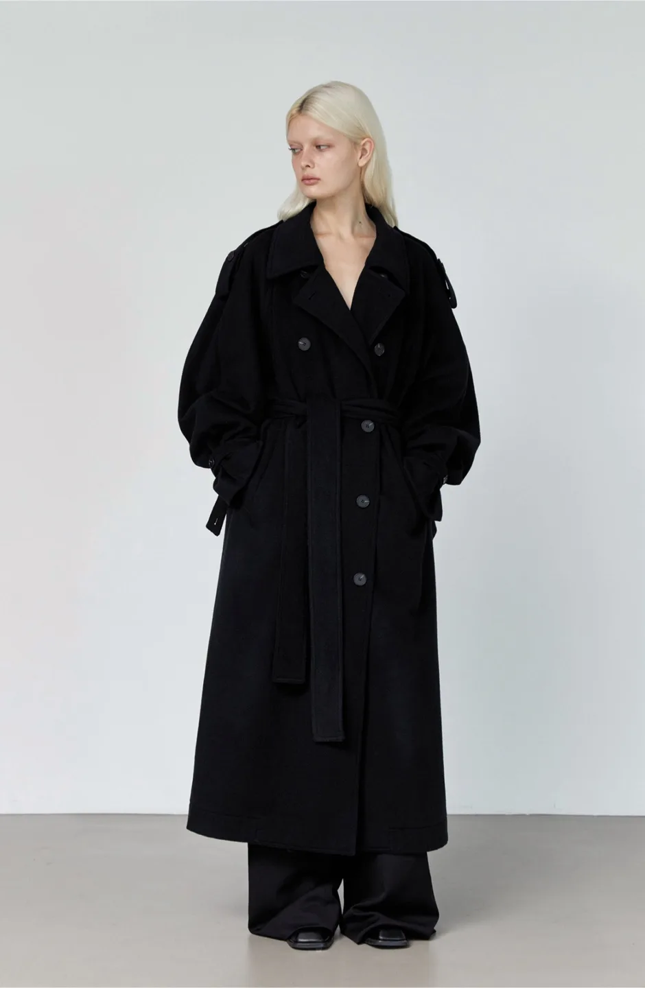 H&M Studio A/W Black Trench Coat - Size 4