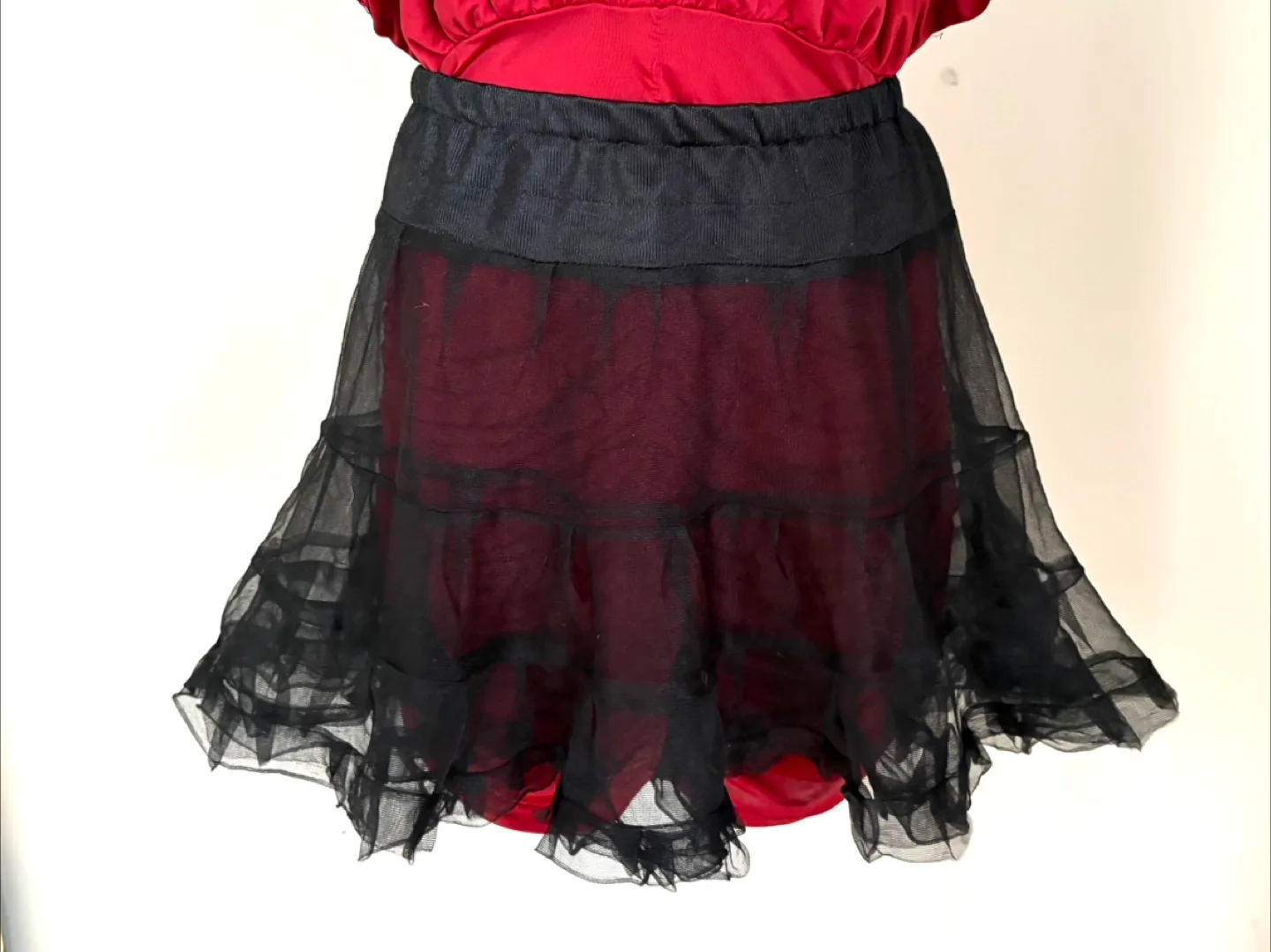 Adult Black Tulle Mini Skirt - L