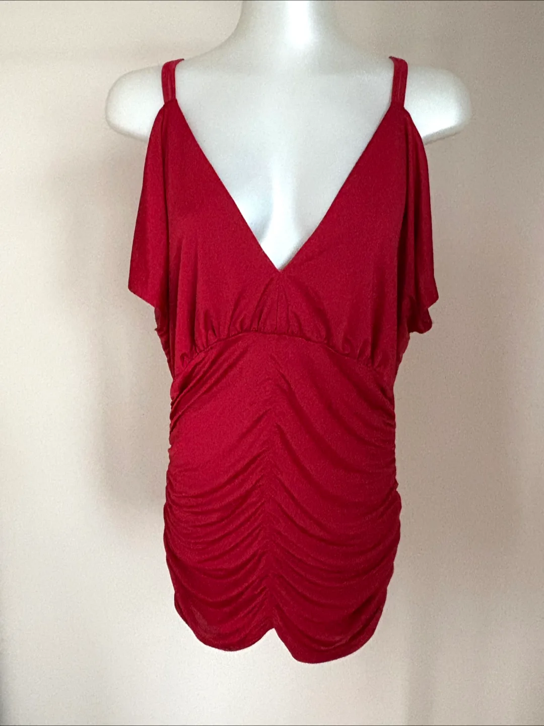 Le Chateau Red Ruched Top - Size S