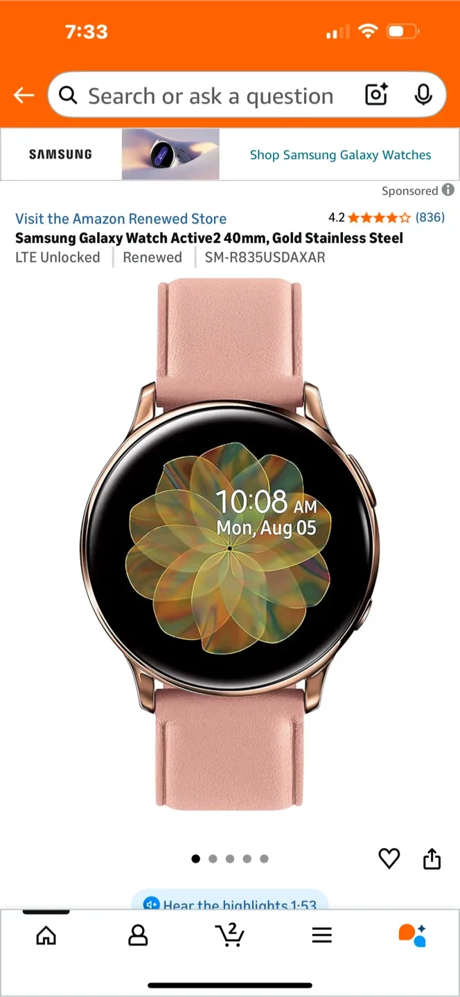Samsung Galaxy Watch Active2 40mm - Pink image indicator(2)