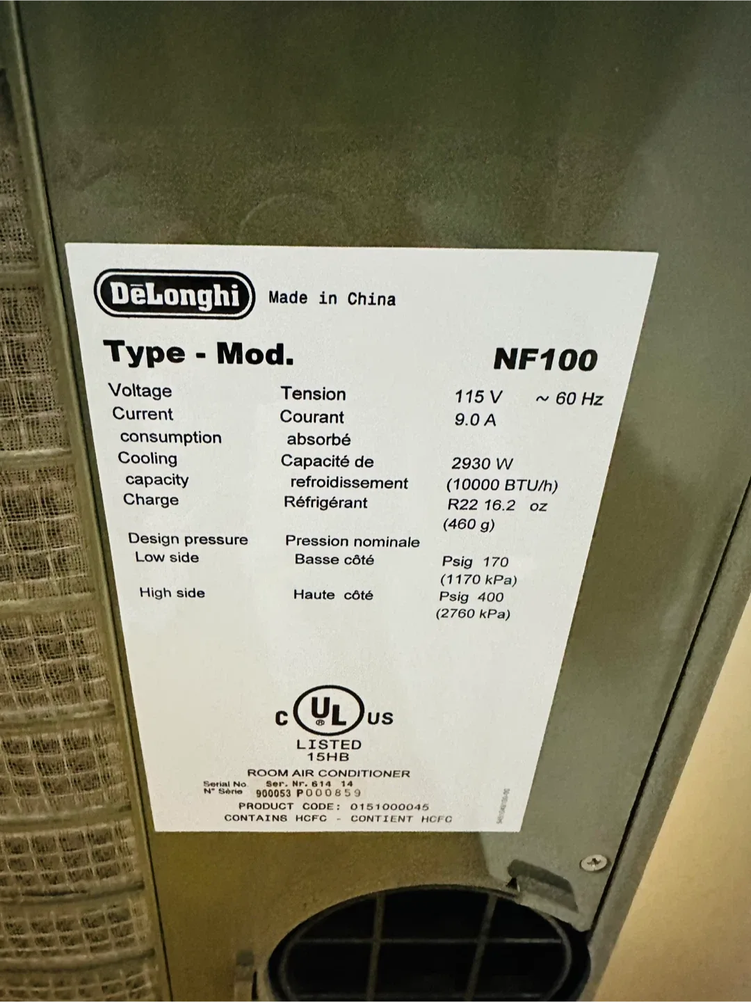 DeLonghi NF100 Portable Air Conditioner image indicator(4)