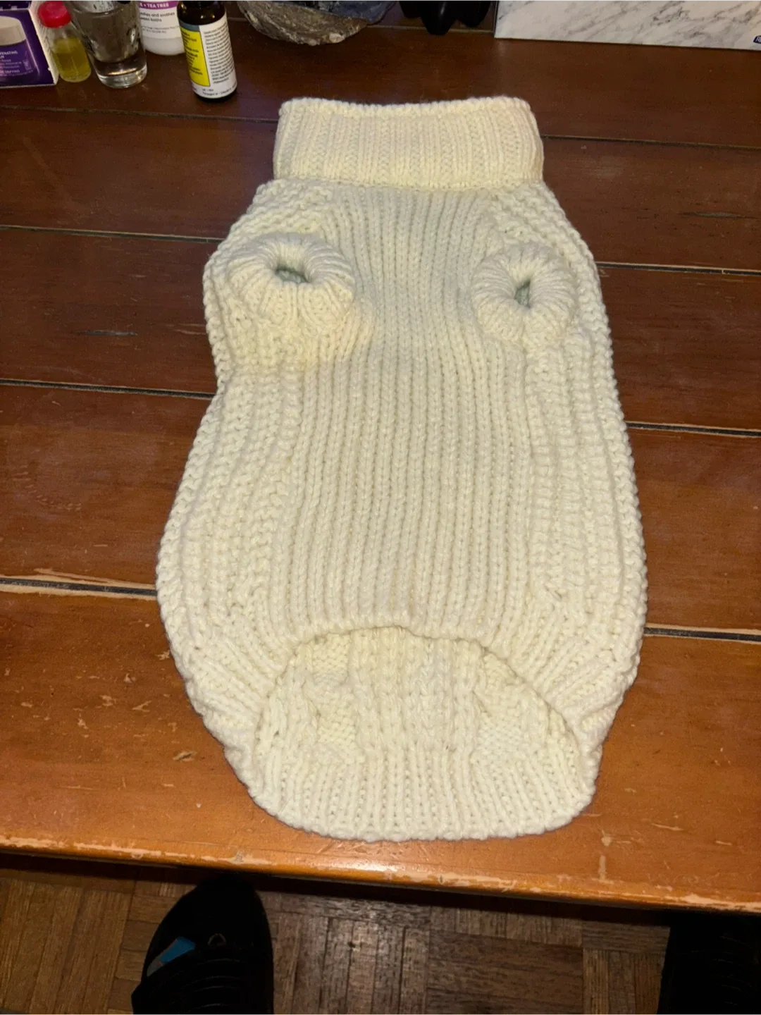 Top Paw Cream Cable Knit Dog Sweater image indicator(2)