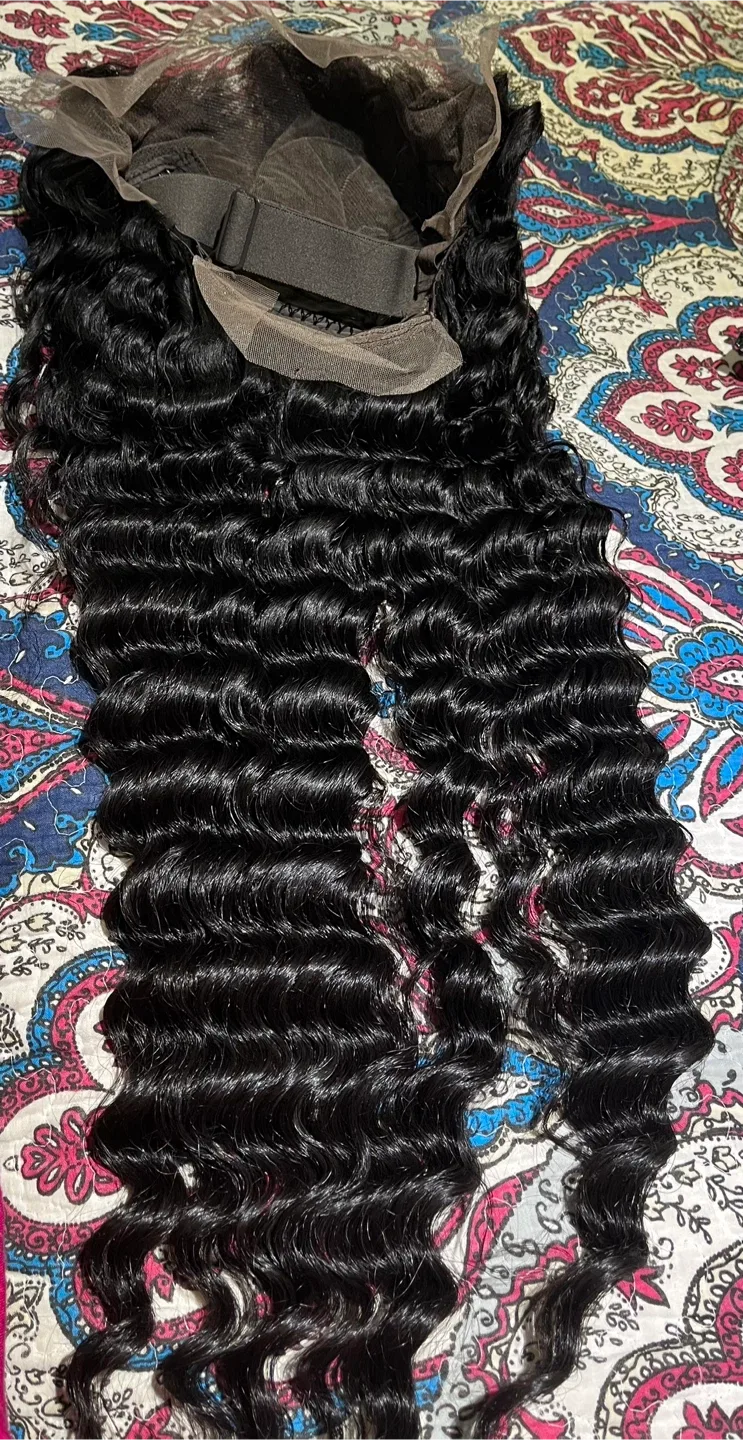 Brazilian Virgin 28" 13x6 Deep Wave Wig + Wig Cap image indicator(4)