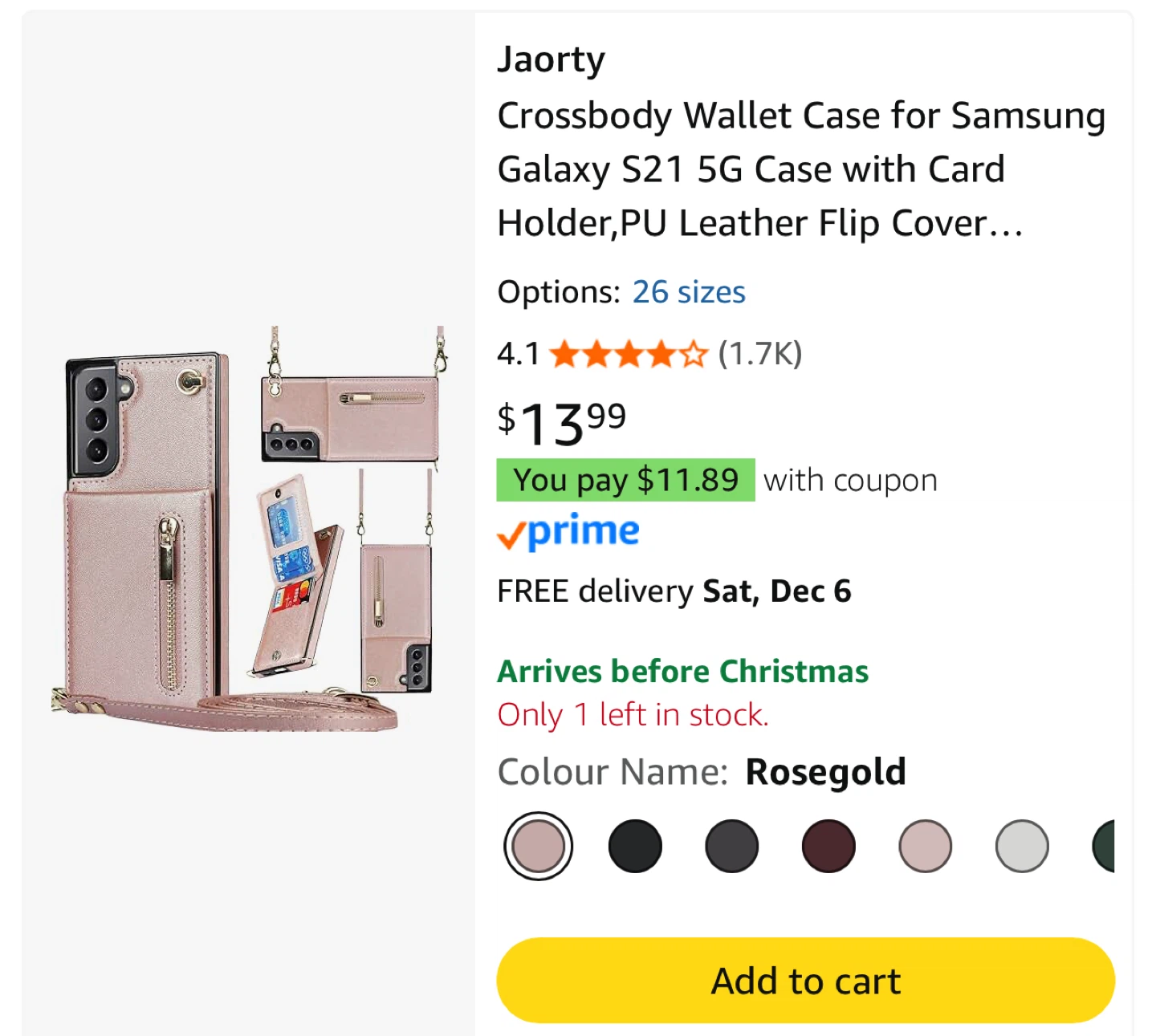 Jaorty Samsung Galaxy S21 5G Wallet Case - Rosegold