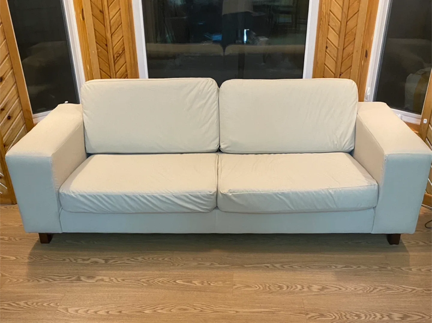 Modern Light Grey EQ3 Air Leather Sofa (CAN DELIVER)