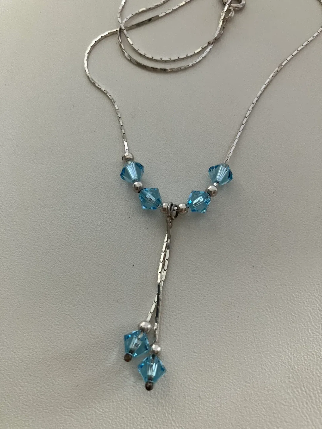 Blue Topaz Y Necklace 15.5” 925 Sterling Silver image indicator(3)