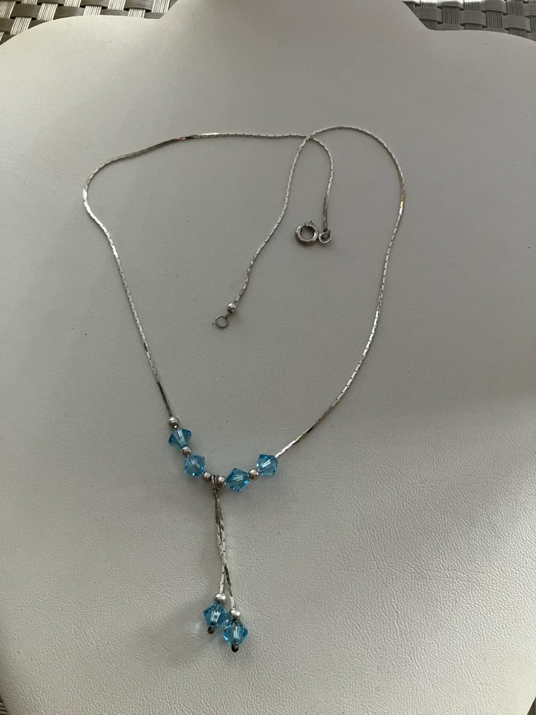 Blue Topaz Y Necklace 15.5” 925 Sterling Silver image indicator(4)