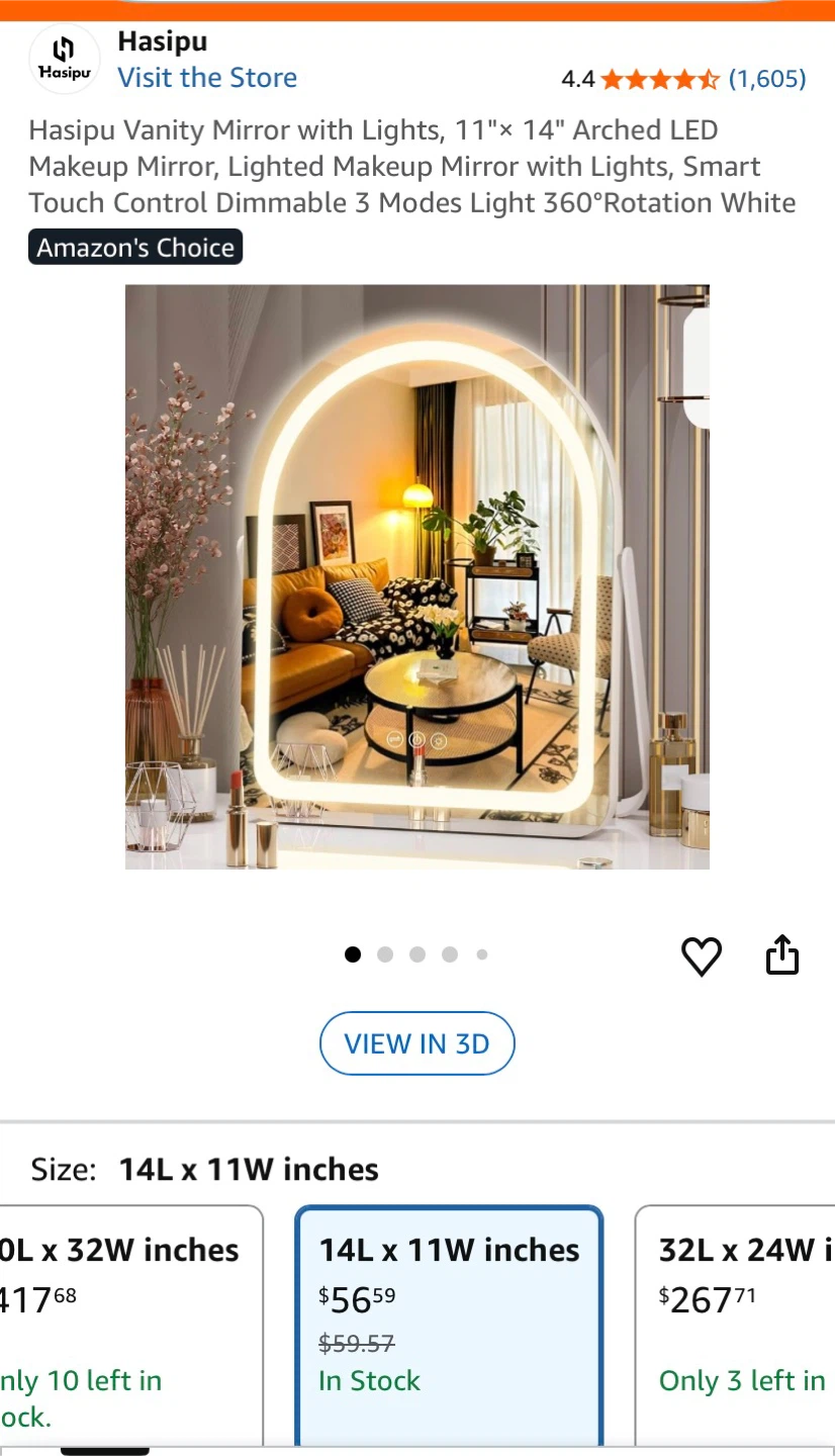 Hasipu Vanity Mirror w/ Lights, 11x14" Arched LED Makeup Mirror