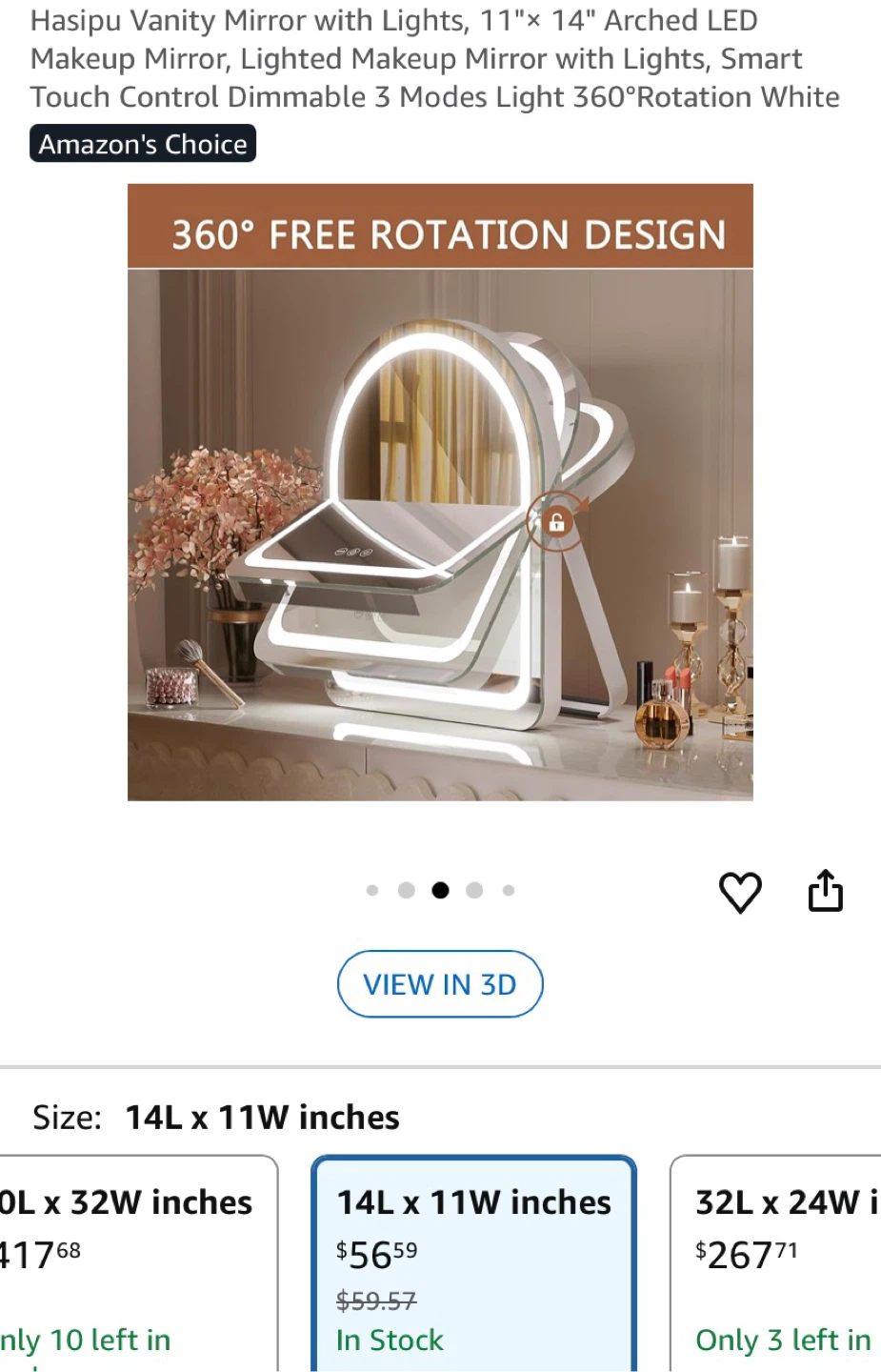 Hasipu Vanity Mirror w/ Lights, 11x14" Arched LED Makeup Mirror - photo 4