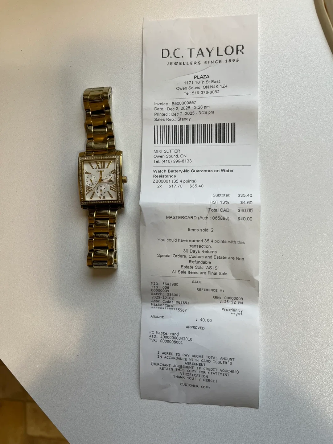 Guess Ladies Gold Watch