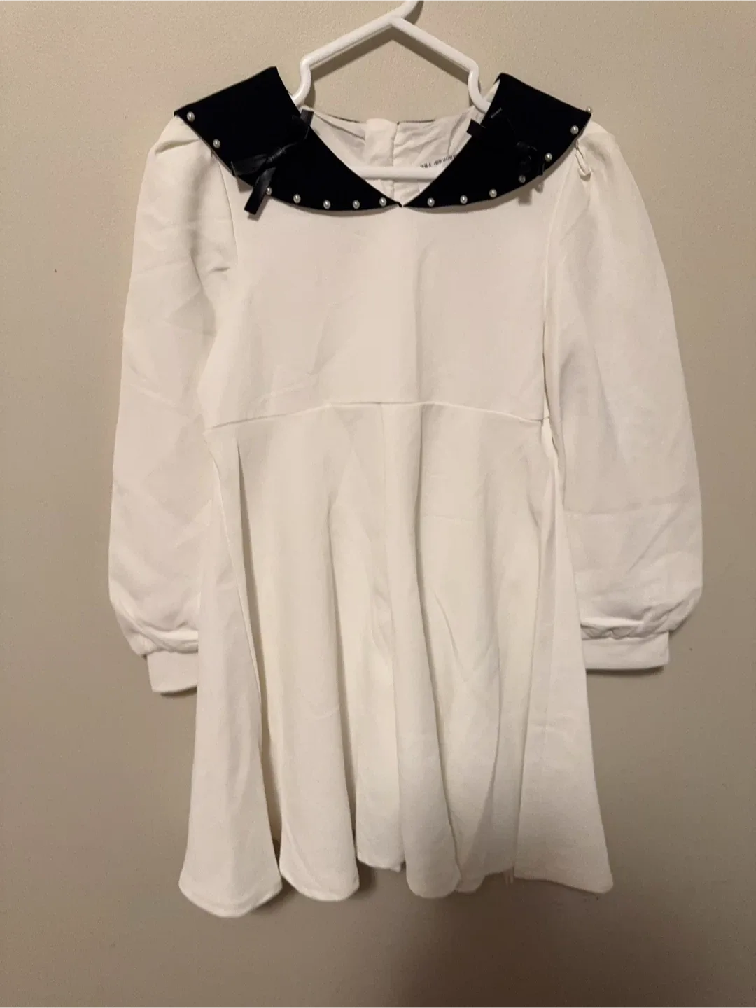 White Dress with Black Collar Toddler size 6-7T