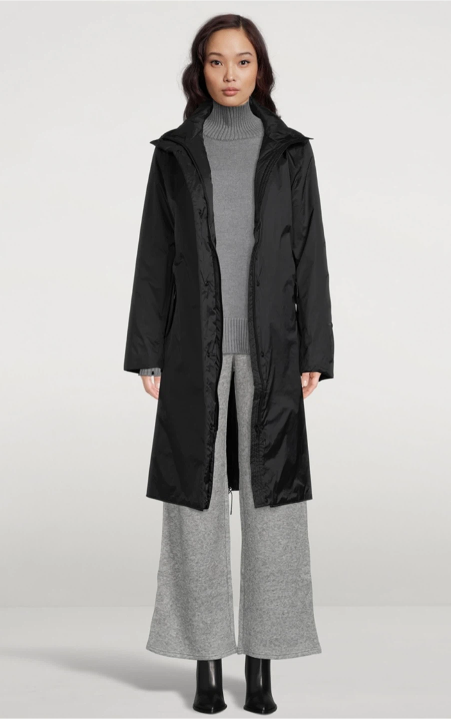Linden Grey Black Hooded Rain Coat - photo 2