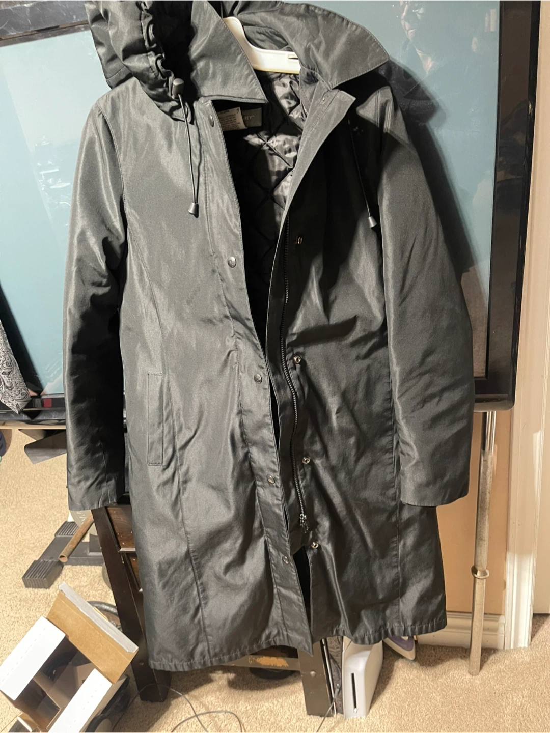 Linden Grey Black Hooded Rain Coat - photo 4