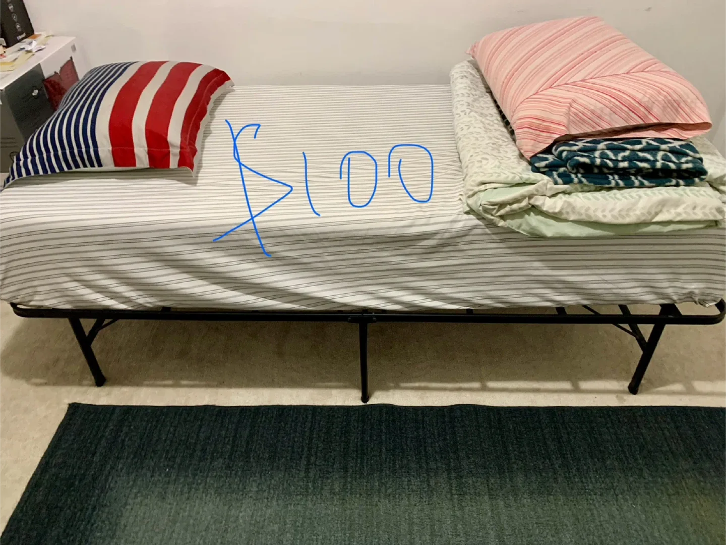 Twin Size Bed Frame with bed image indicator(2)