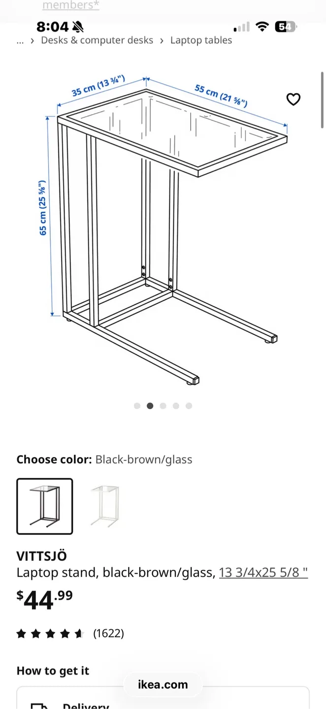IKEA VITTSJÖ Laptop Stand / Bedside Table – Black image indicator(5)