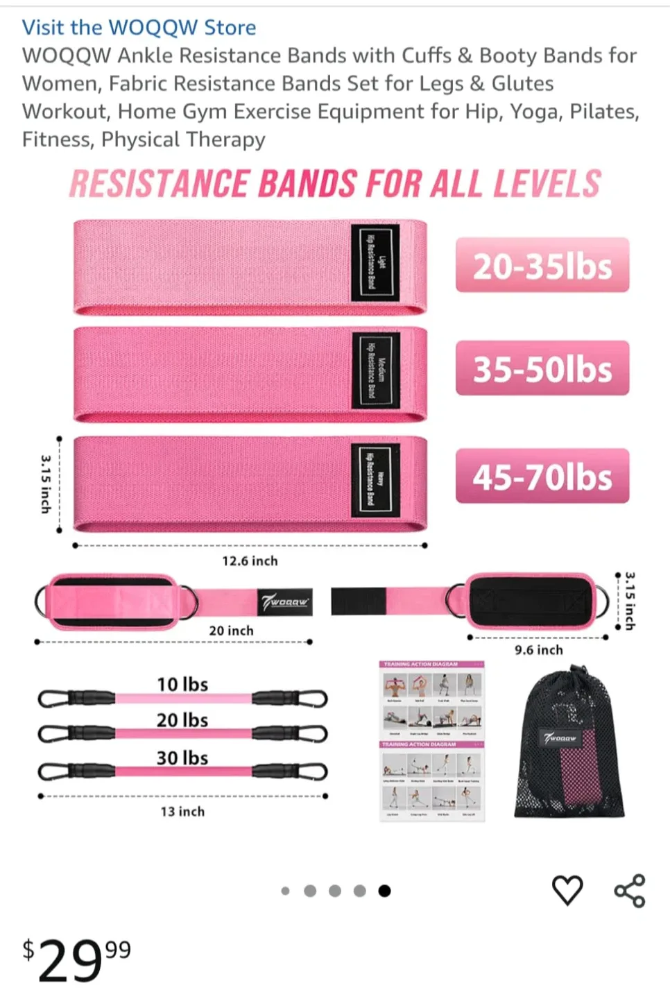 WOQQW Ankle Resistance Bands Set image indicator(2)