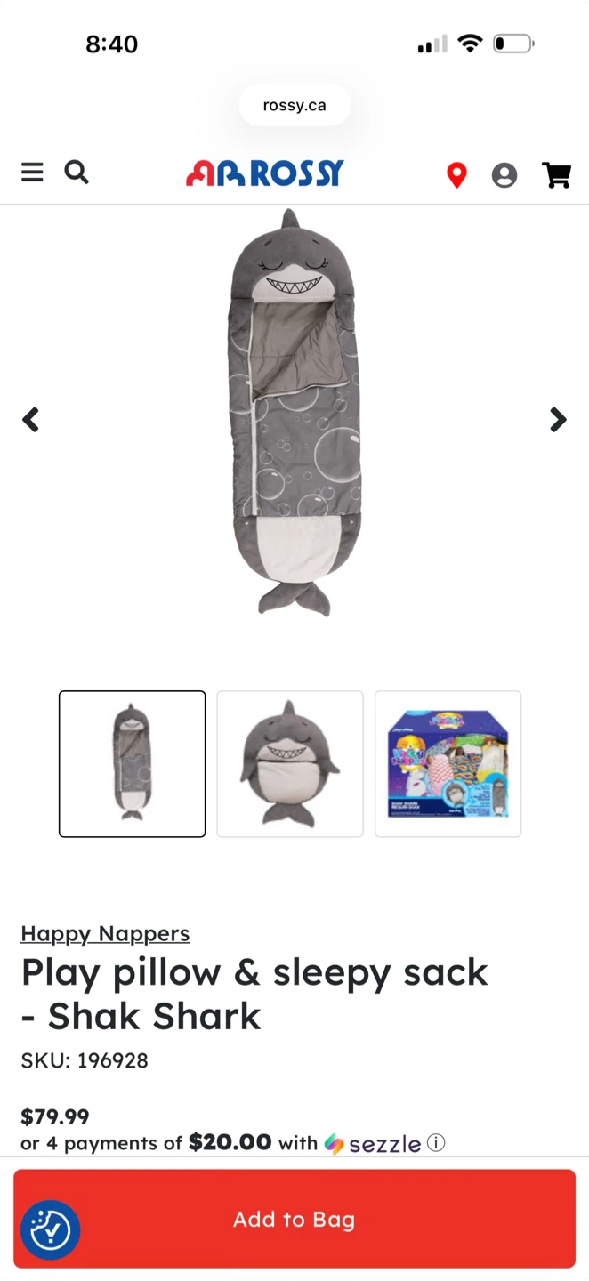 Happy Nappers Shak Shark Play Pillow & Sleepy Sack
