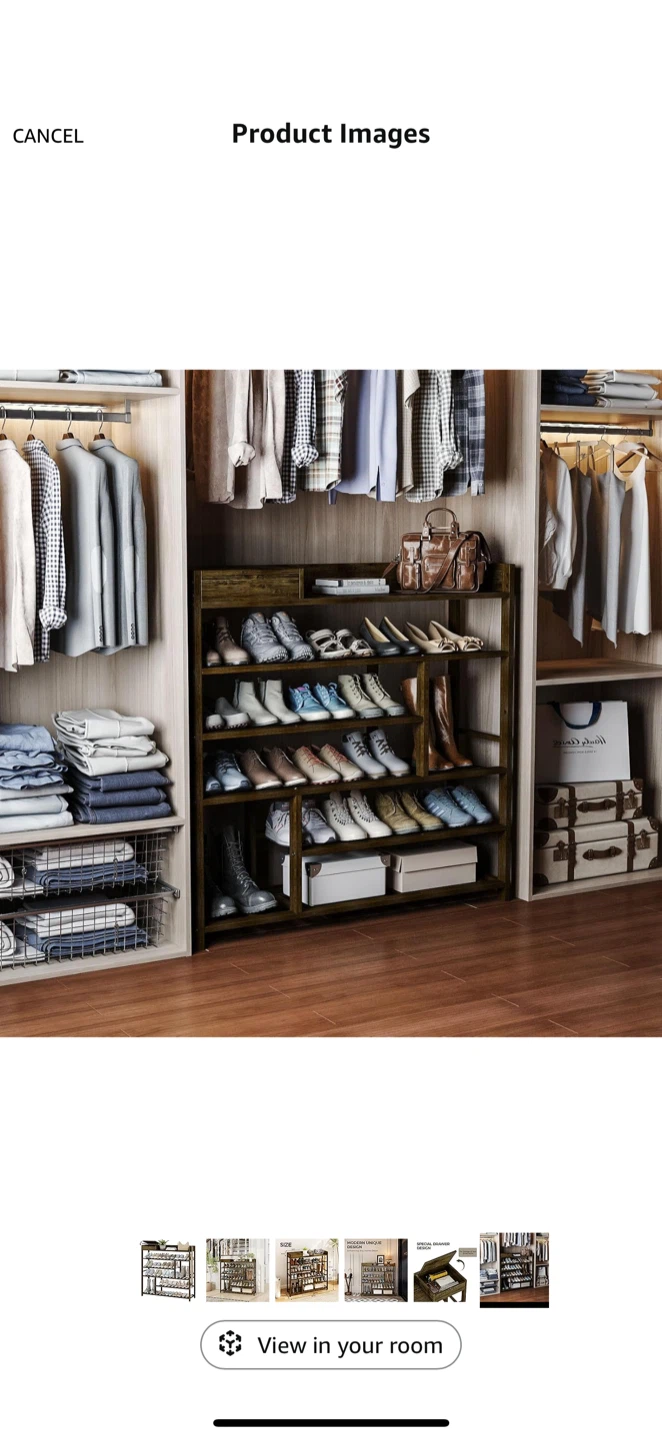 Dark Brown 5-Tier Shoe Storage Shelf - photo 3
