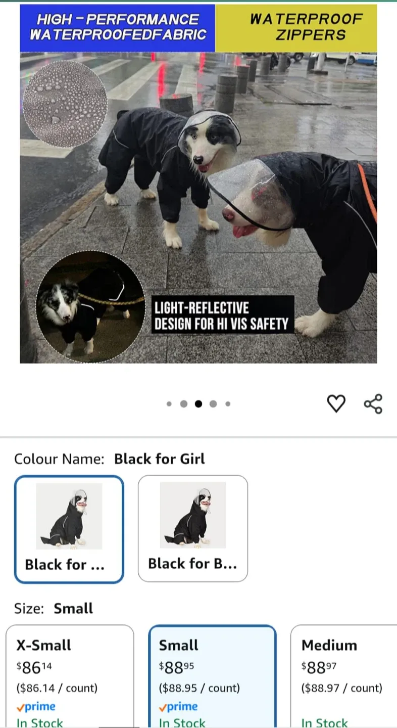 TOBOSS Dog Raincoat - Small, Black image indicator(3)