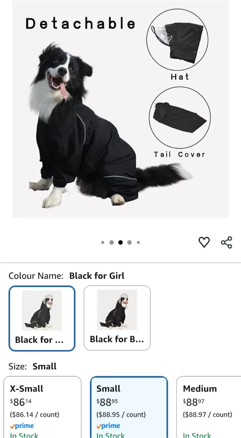 TOBOSS Dog Raincoat - Small, Black image indicator(4)