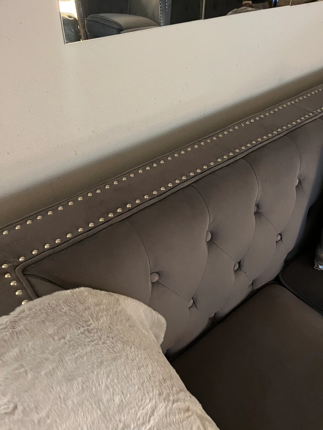 Gray Tufted Sofas with nailhead trim– Excellent Condition - photo 3