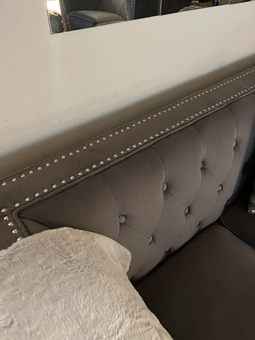 Gray Tufted Sofas with nailhead trim– Excellent Condition image indicator(3)