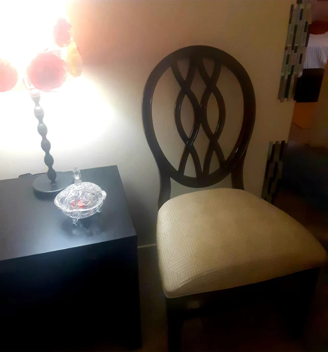 Wooden Dining Chair with Beige Cushion. image indicator(2)