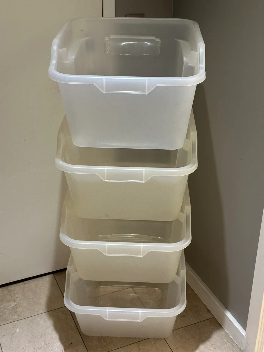 Clear Plastic Storage Bins - Set of 4