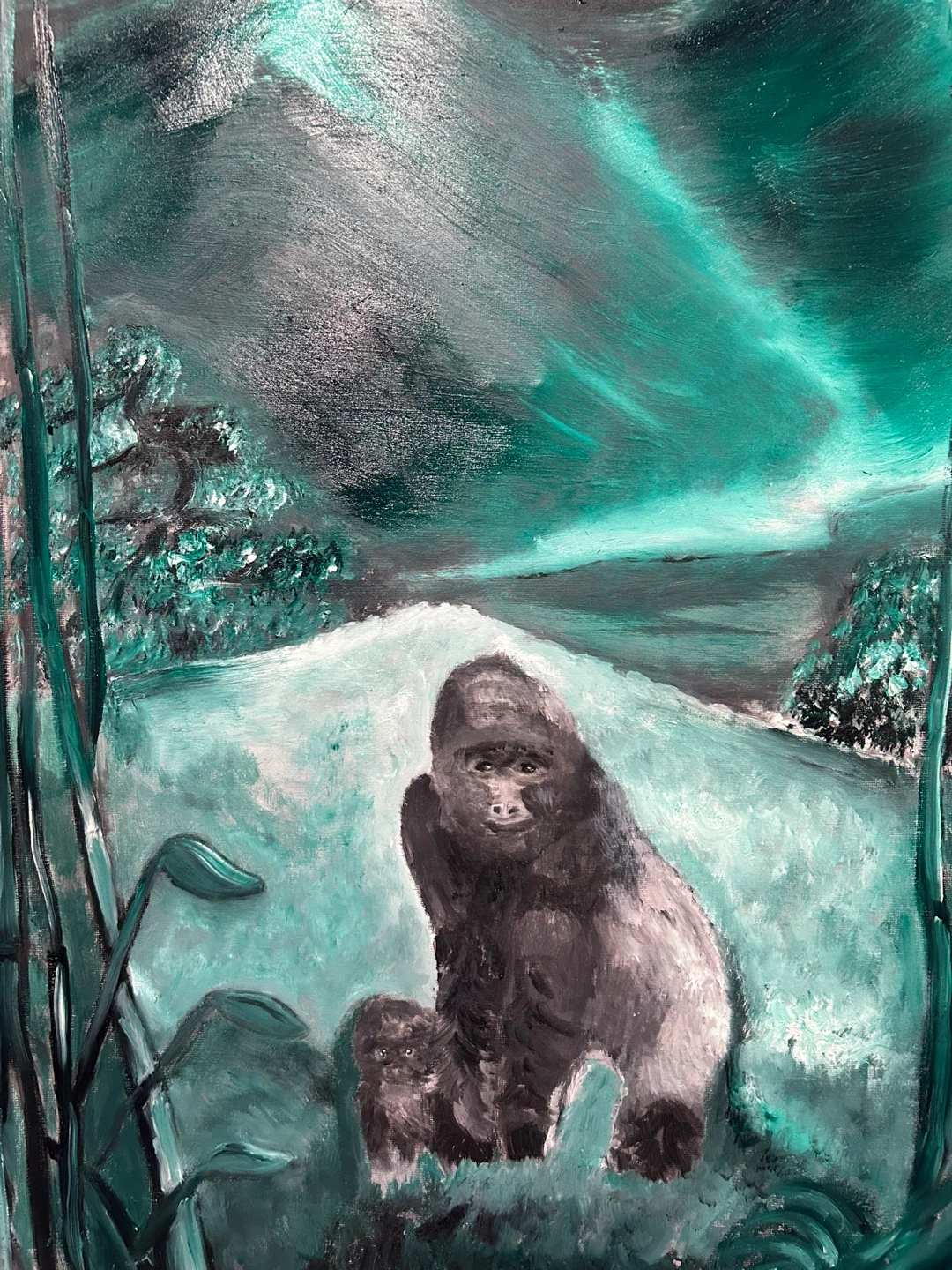On the gorilla path.  18x24 inch oil painting - photo 2