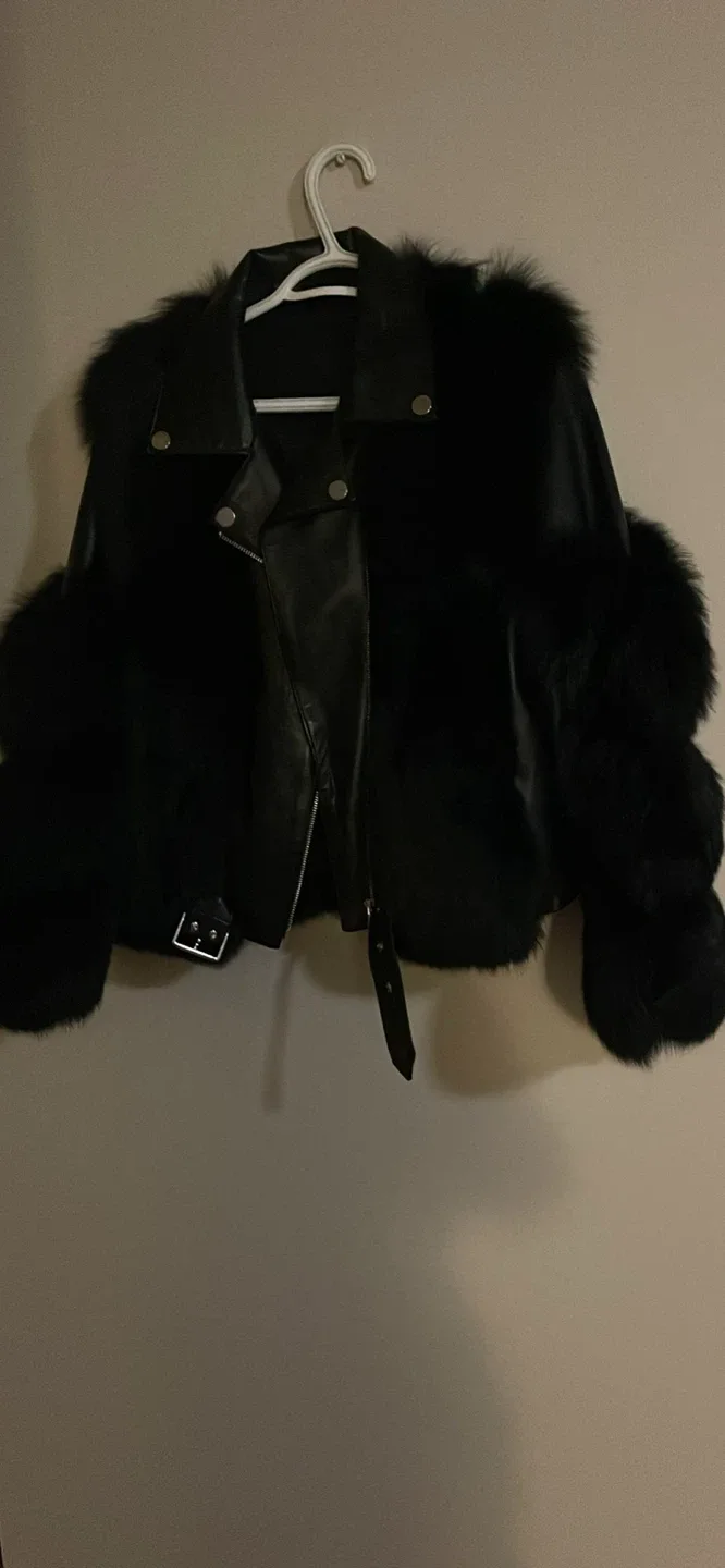 Black Leather & Fur Jacket