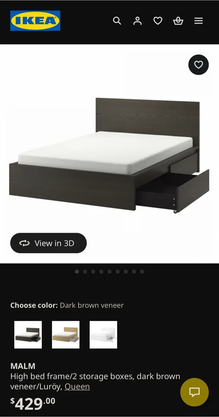 IKEA Malm Queen Bed Frame - Dark Brown