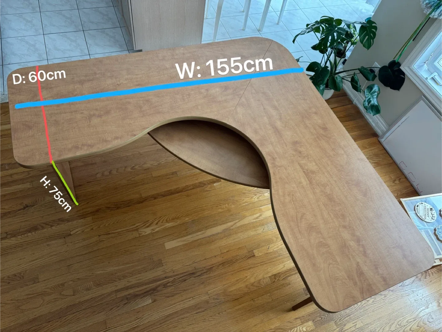 L-Shaped Wooden Desk - 155cm Wide