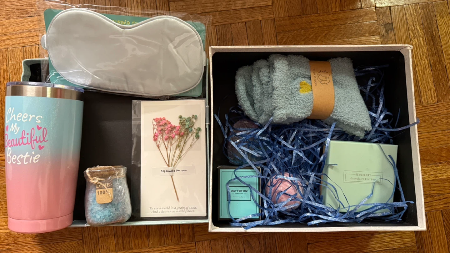Gift Set with Tumbler, Socks, Eye Mask & More! - photo 2