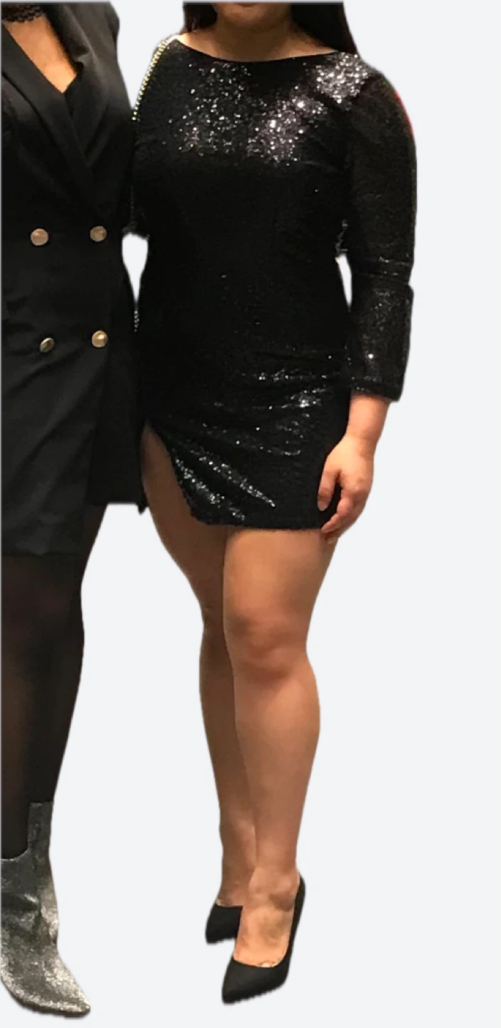 Tobi Black Sequin Mini Dress - M