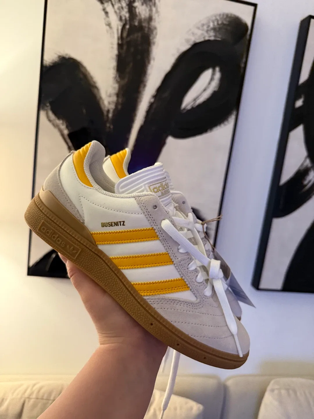 Adidas Busenitz Shoes - White/Yellow