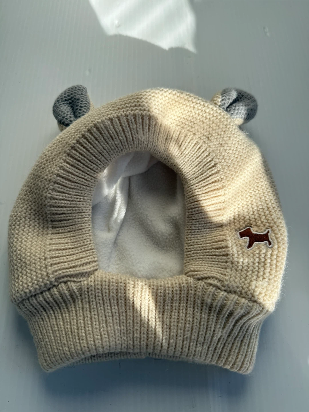 Dog Knit Hat with Ears - Beige  #Cleanout