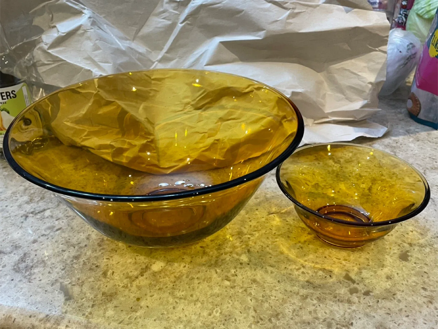 Vintage Amber Glass Bowl Set