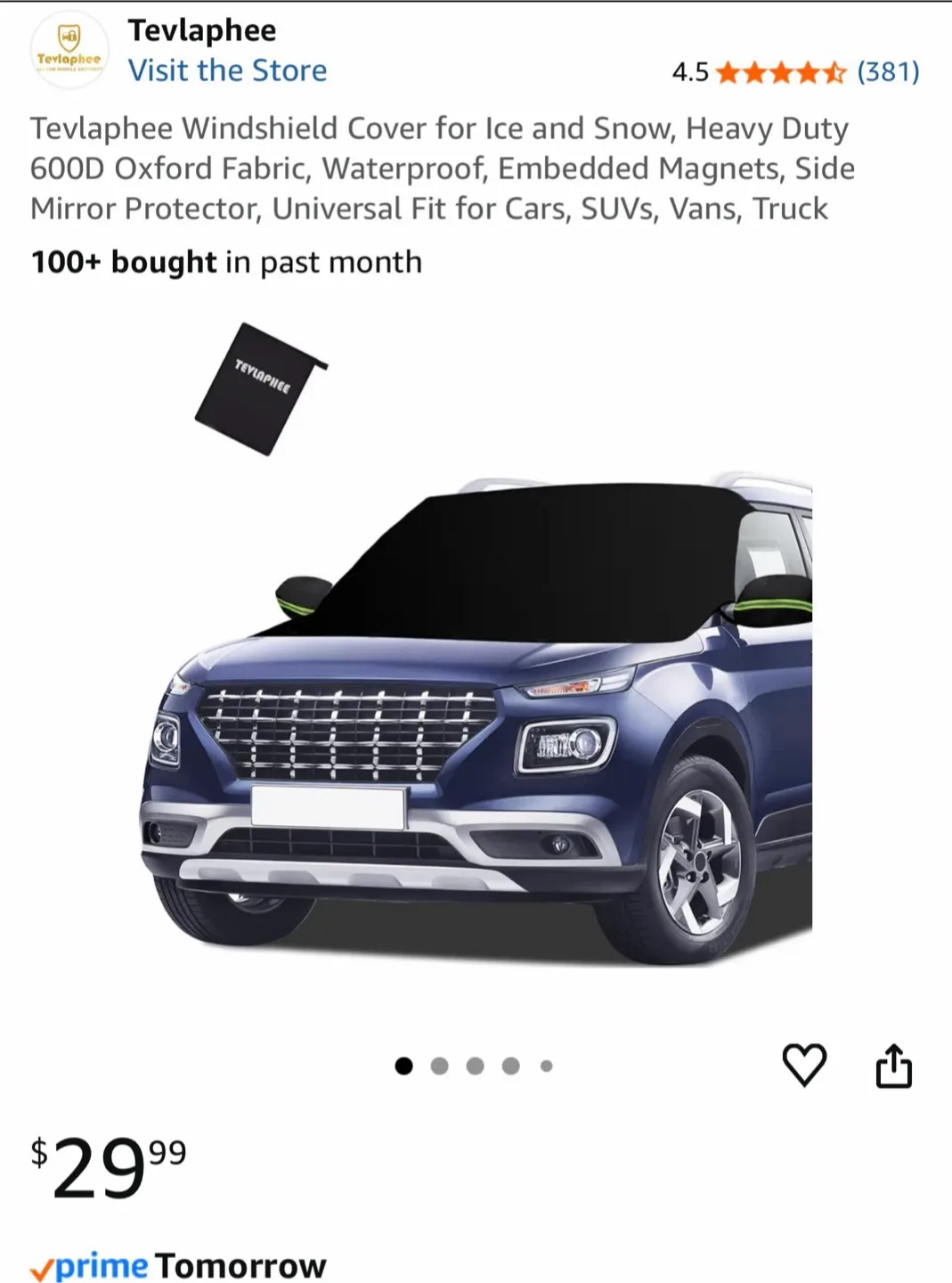 Tevlaphee Windshield Cover for Ice and Snow - New image indicator(4)