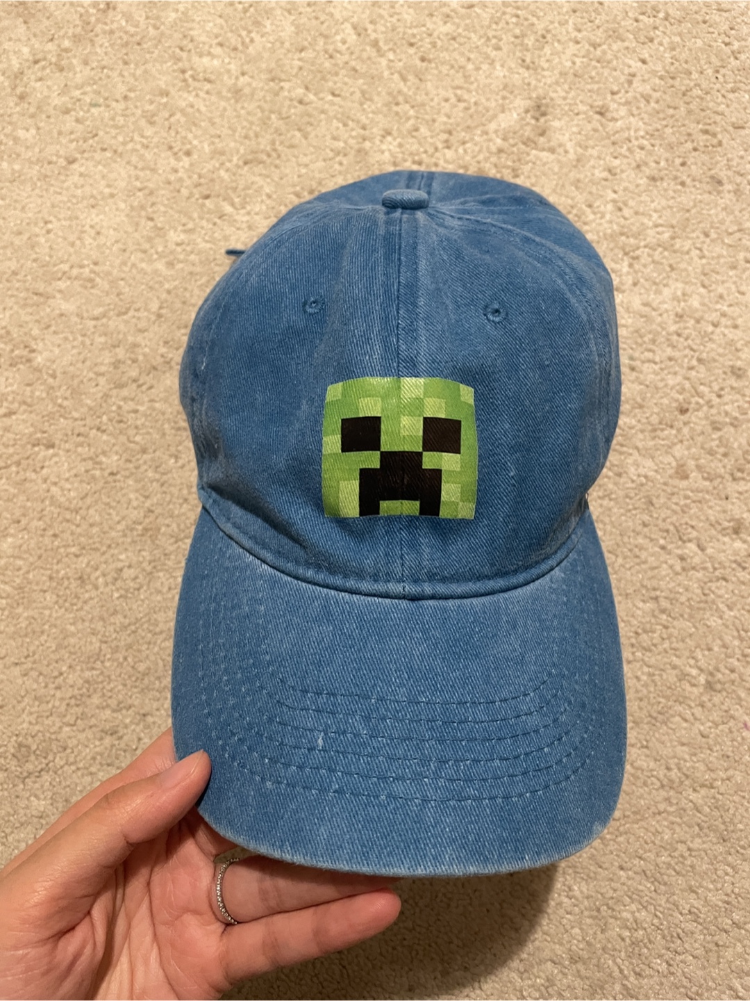 Minecraft Creeper Blue Baseball Cap