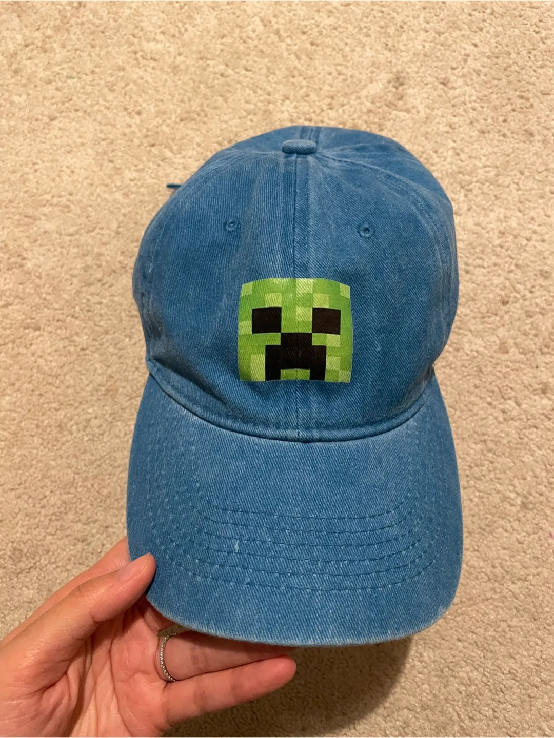 Minecraft Creeper Blue Baseball Cap