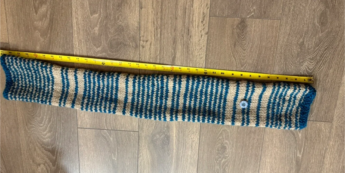 Handmade Knitted Scarf - Blue & Beige image indicator(4)