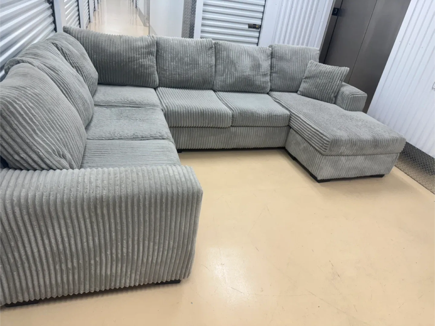 Grey Corduroy Sectional Sofa