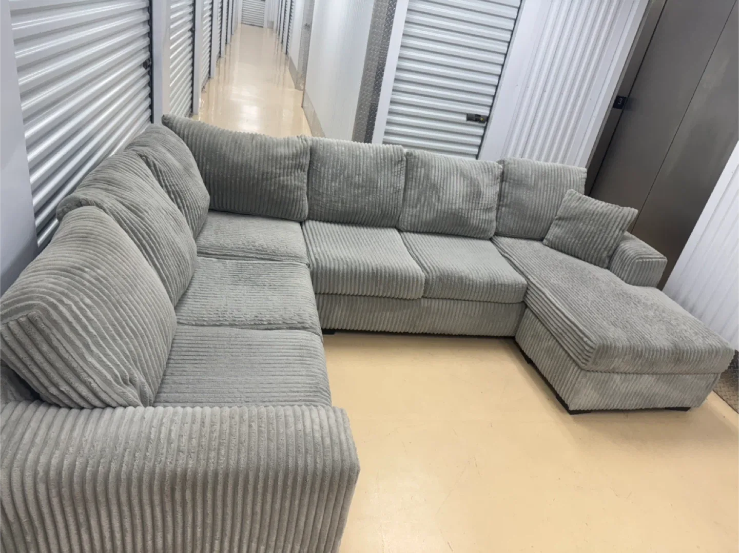 Grey Corduroy Sectional Sofa image indicator(2)