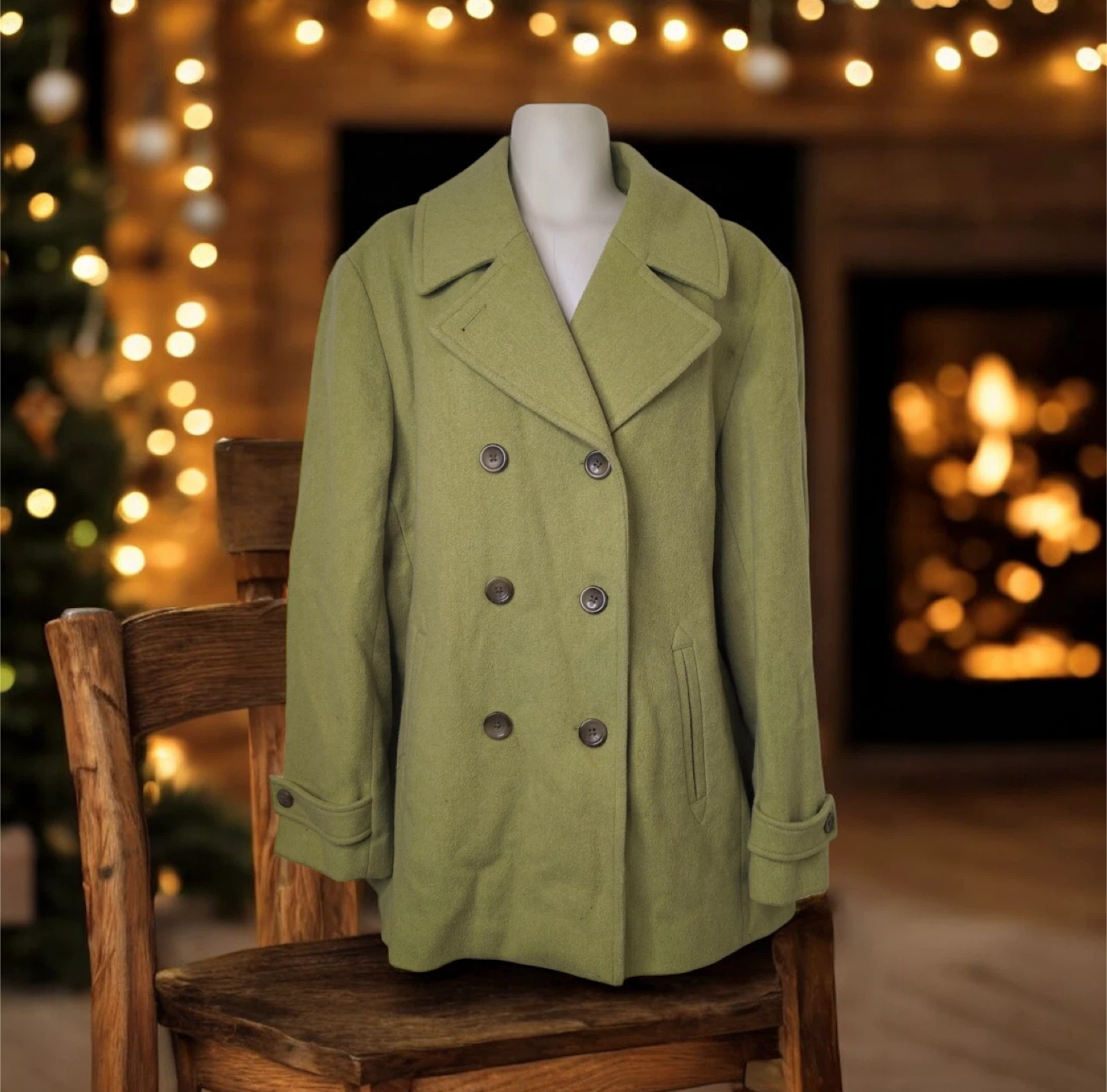 NEW! Lands' End Wool Blend Pea Coat - Size 16