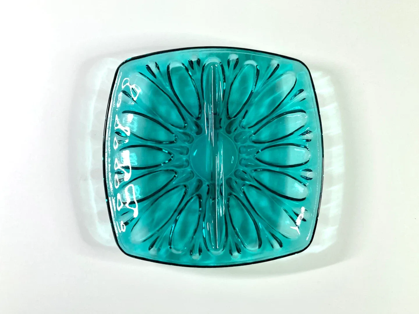 Vintage Turquoise Divided Glass Dish image indicator(1)