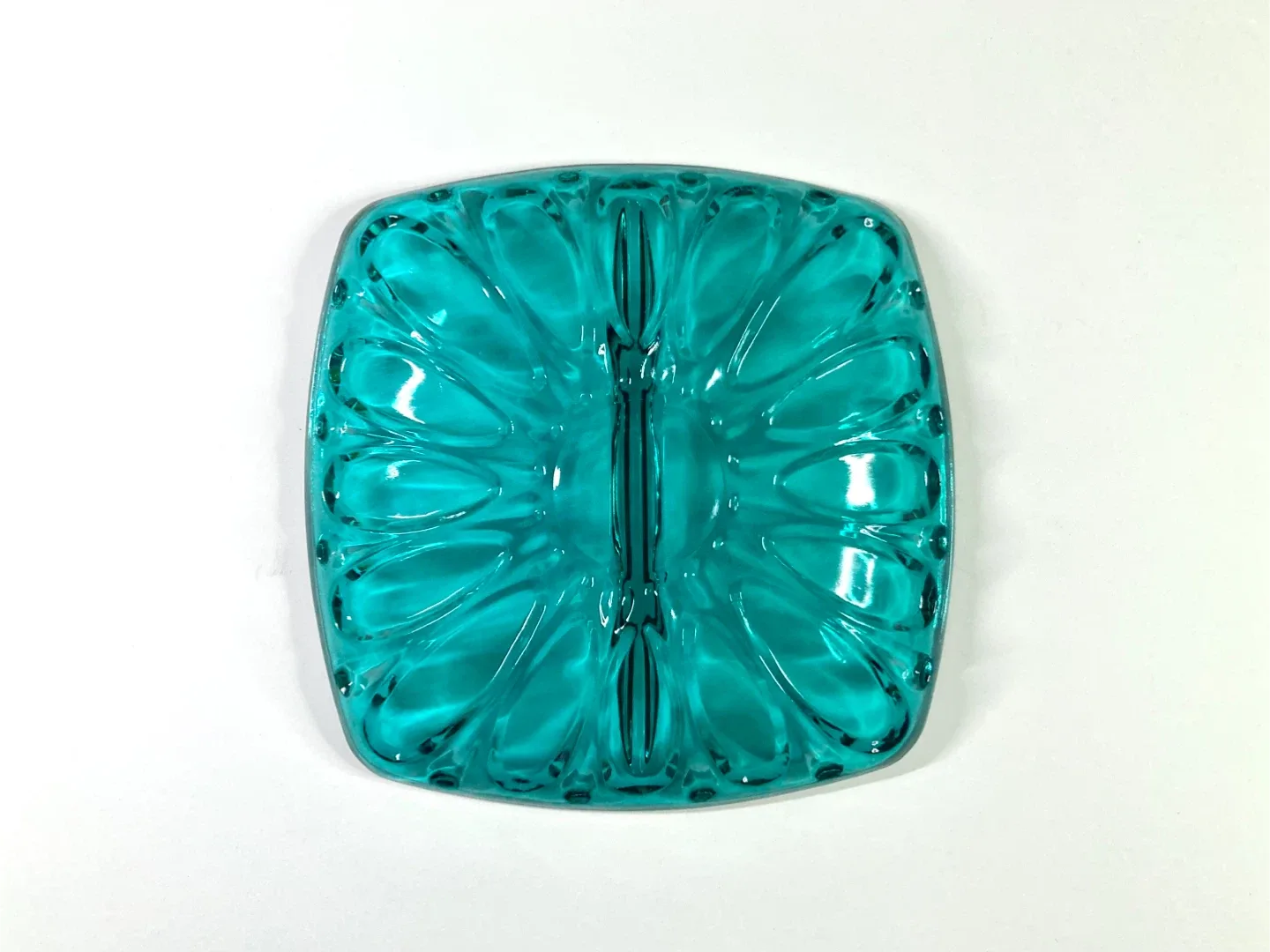 Vintage Turquoise Divided Glass Dish image indicator(2)